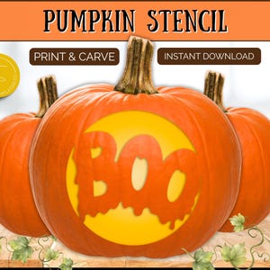 BOO Pumpkin Stencil, Printable Pumpkin Carving Stencil for Halloween Decor, Jack o lantern Stencil Template, Printable Fun Signs & Crafts