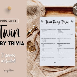 TWIN Baby Trivia Game, Baby Shower Games, Printable Baby Shower Template, Gender Neutral, Minimalist, Boho, Woodland, How well do you know