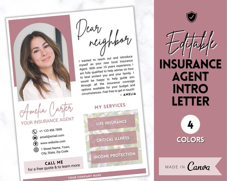 Insurance Broker Introduction Flyer Template, Life Insurance, Mortgage Agent, Personal Insurance, Editable Canva Template, Financial Advisor image 2
