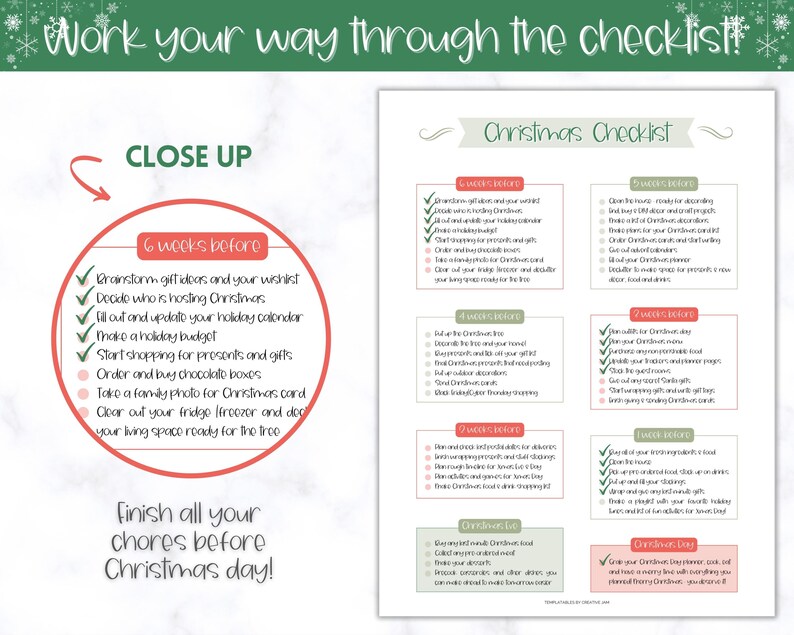 Christmas Countdown Checklist, Christmas Planner Printable, Holiday Planner Kit, Xmas Calendar, Organizer Binder, To Do List, Journal image 5