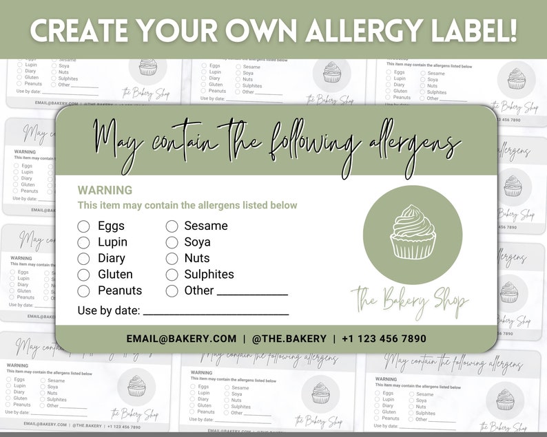 Allergen Label Template Editable Allergy Label Allergy - Etsy