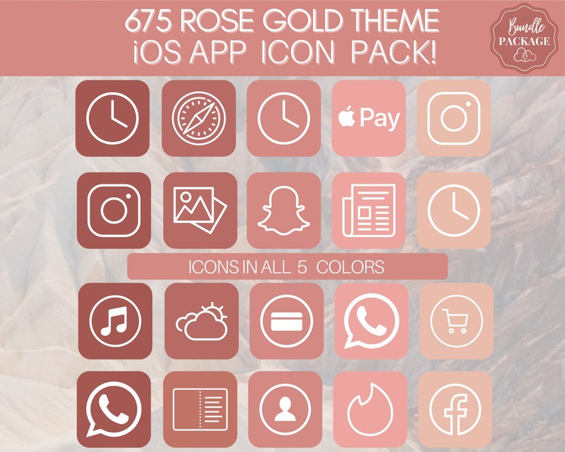 Rose Gold Theme Ios 14 App Icons, 675 PINK iPhone App Icons, Pink ...