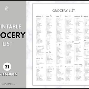 Einkaufsliste, Haupt-Einkaufsliste, Einkaufsliste, Checkliste für den Speiseplan, PDF für Lebensmittel, Küchenorganisationsvorlage