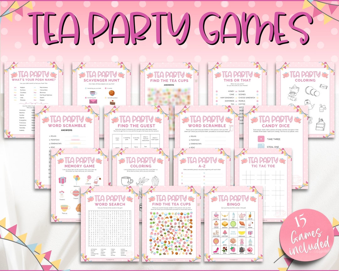Tea Party Games Bundle, 15 Girls Afternoon Tea Party Games, Birthday ...