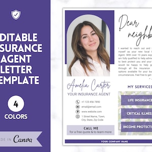 Insurance Agent Introduction Flyer Template, Life Insurance, Mortgage Broker, Personal Insurance, Editable Canva Template, Financial Advisor