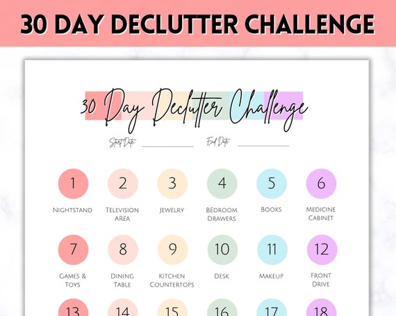 30 Day Declutter Challenge Printable Cleaning Planner - Etsy