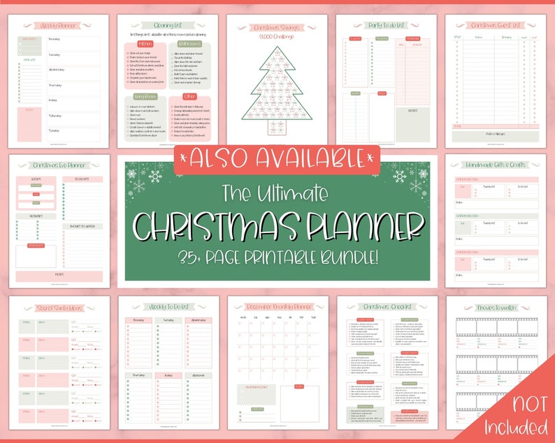 Christmas Countdown Checklist, Christmas Planner Printable, Holiday Planner Kit, Xmas Calendar, Organizer Binder, To Do List, Journal image 8