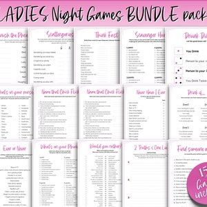 Ladies Night Games BUNDLE, 15 printable games for Girls Night In, Galentines weekend, drinking, slumber party, adult, whats in your phone