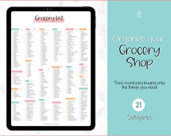 Printable Grocery List, Master Grocery List, Weekly Shopping List, Meal Planner Checklist, Grocery PDF, Kitchen Organization Template