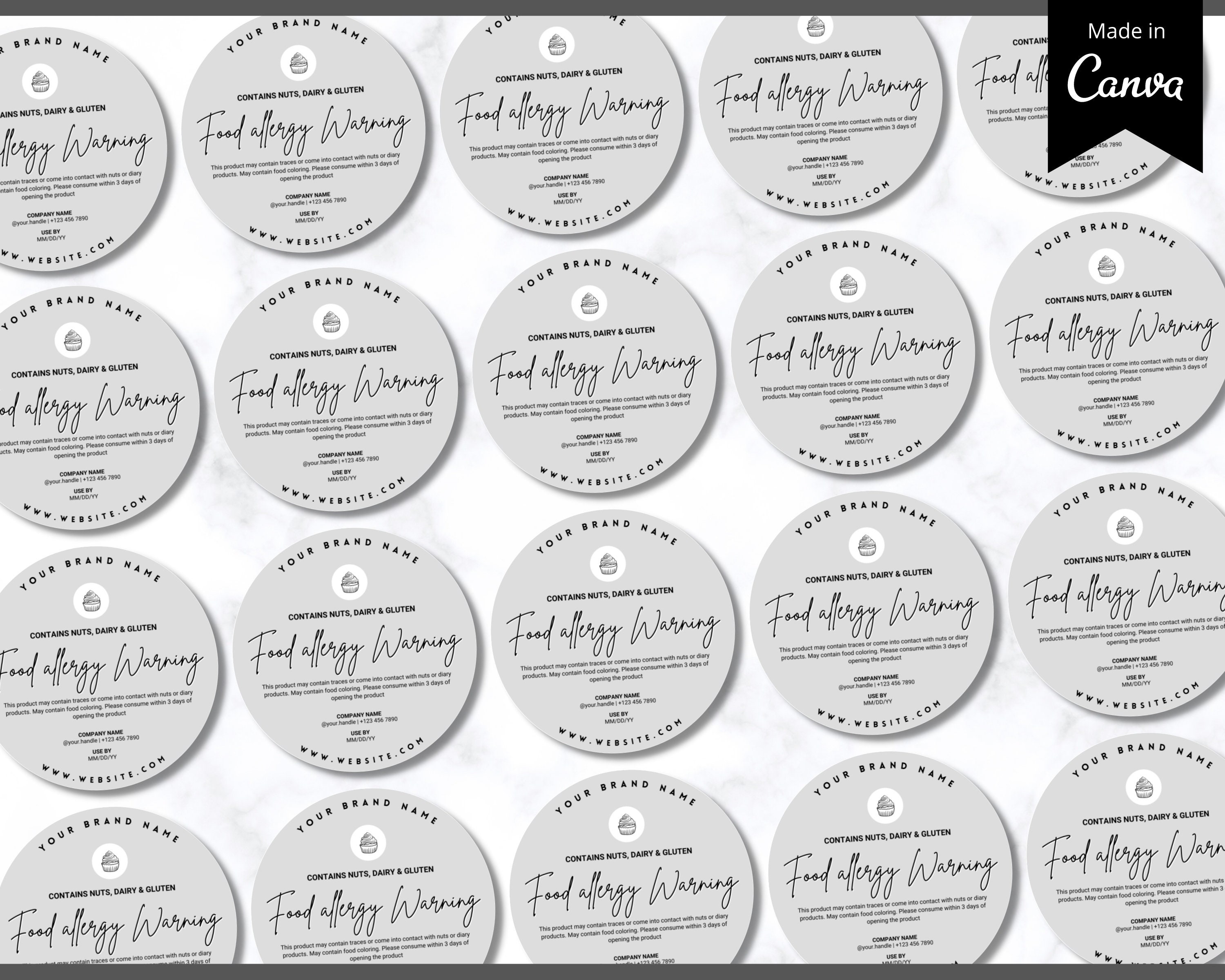 EDITABLE Allergy Label Template Allergen Label Allergy | Etsy