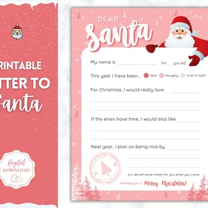 Carta a Papá Noel, lista de deseos navideños para niños para imprimir, carta a Papá Noel, carta a Papá Noel, días festivos, correo del Polo Norte, lista de buenos deseos