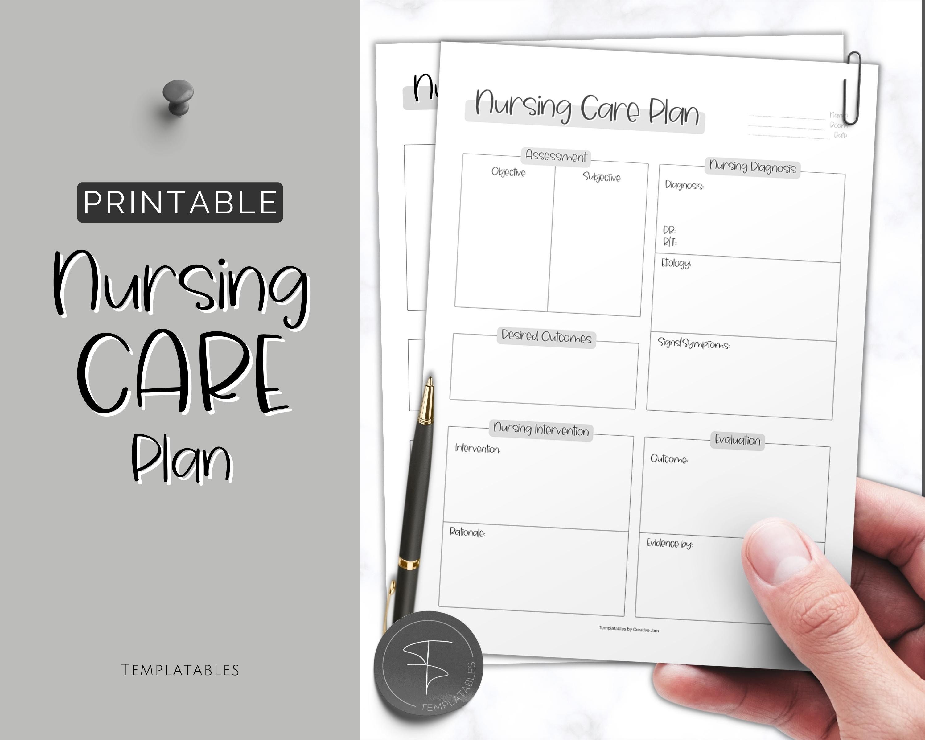 Printable Nursing Care Plan Template, Nursing Notes Assessment, Nursing ...