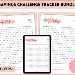 Savings Challenges, 5k, 10k & 20k Saving Tracker Printable BUNDLE, 5000, 10000, 20000, 100 Day, Cash Envelopes, Save Money, Budget, Finance