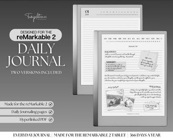 Tagebuch für den reMarkable, Digitales Journal, digitales Notizbuch, liniertes Notizpapier, Vorlage für reMarkable, digitaler Tagebuchkalender