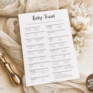 Baby Shower Games, Baby TRIVIA Game, Printable Baby Shower Template, Gender Neutral, Minimalist, Boho, Woodland Theme, How well do you know