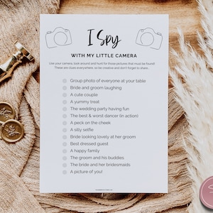I Spy Wedding Game Template, Wedding Table Games, Ice breaker, Word search, Scavenger Hunt, Printable Wedding Reception Game, Photo Hunt