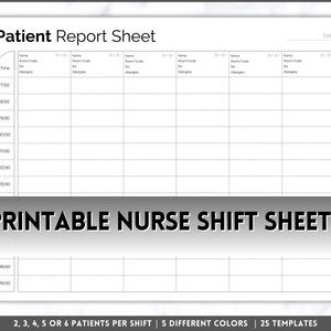 Nurse SHIFT Report Sheet Bundle, 5 Colors, Nurse Brain, ICU Nurse Report, RN Nursing Shift, Sbar, Patient Assessment, Printable Template