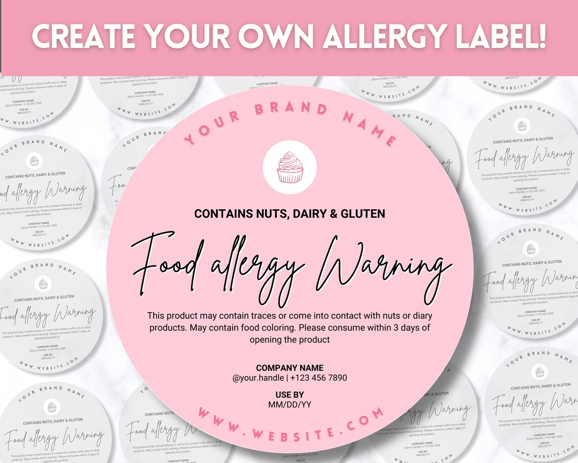 EDITABLE Allergy Label Template Allergen Label Allergy Etsy