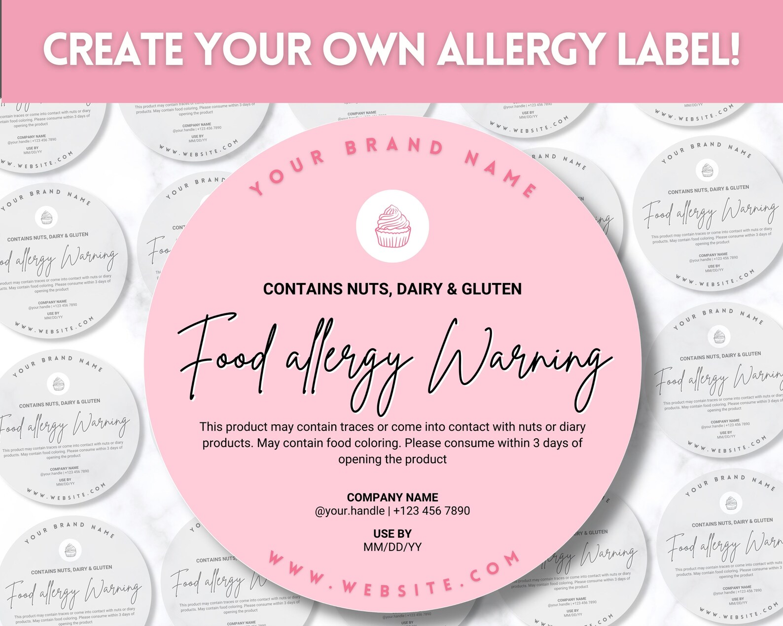 EDITABLE Allergy Label Template Allergen Label Allergy Etsy