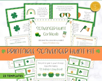 St Patricks Day Treasure Hunt KIT, Kids St Patricks Day Game, Scavenger Hunt Clue Cards, Leprechaun, Pot of Gold, Certificaat
