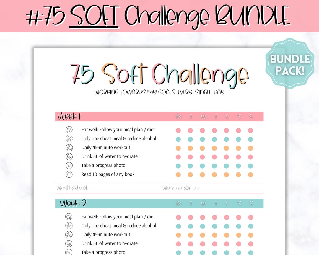 75 SOFT Challenge Tracker, 75soft Printable, 75soft, Easier 75 Hard ...