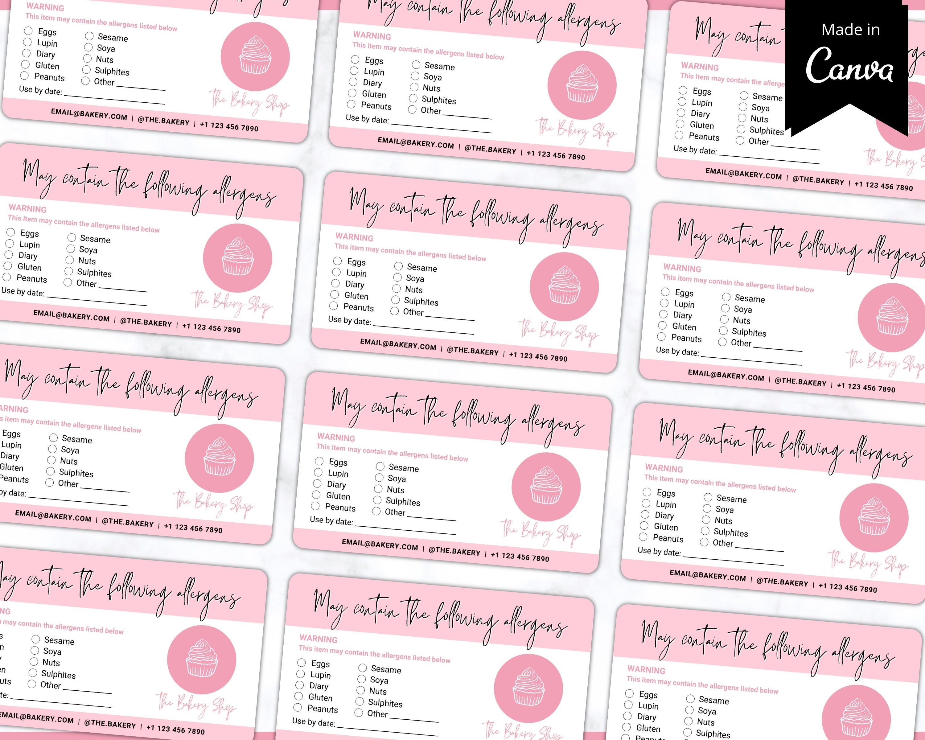 Allergen Label Template Editable Allergy Label Allergy | Etsy UK
