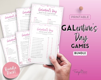 GALENTINES Spiele Bundle, 15 druckbare Spiele für Galentines Day, Galentines Party Game, Bingo, Trivia, Valentines Day Party Game, Girls Night