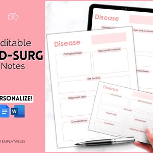 Med Surg Disease Template, EDITABLE Nursing Patho, Pathophysiology, Nurse Study Guide, Nursing School Student, Brain Sheet, Disease Overview