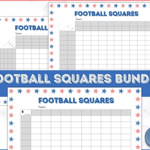 Printable Football Squares, 2023 Superbowl Game, Football Betting Games, Super bowl squares, football fundraiser, board game, 4 colors