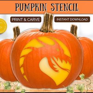 DRAGON Pumpkin Stencil, Printable Pumpkin Carving Stencil for Halloween Decor, Jack o lantern Stencil Template, Printable Fun Signs & Crafts