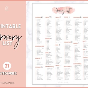 Einkaufsliste, Haupt-Einkaufsliste, Einkaufsliste, Checkliste für den Speiseplan, PDF für Lebensmittel, Küchenorganisationsvorlage