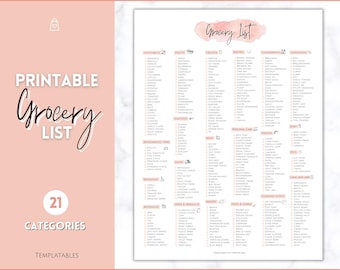 Grocery List, Master Grocery List Printable, Weekly Shopping List, Meal Planner Checklist, Grocery PDF, Kitchen Organization Template