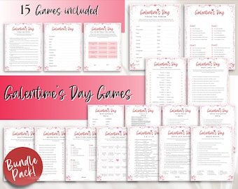 GALENTINES Spiele Bundle, 15 druckbare Spiele für den Galentines Day, Galentines Partyspiel, Bingo, Trivia, Valentinstag Partyspiel, Girls Night