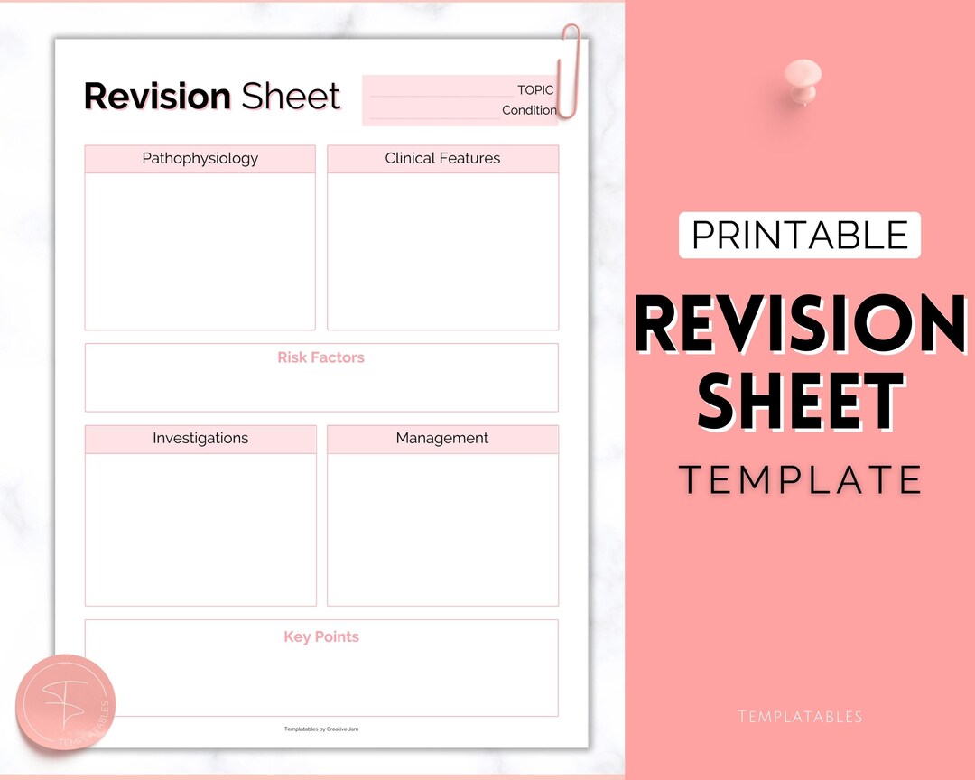 Nursing Revision Sheets, Medical School, Medicine & Nursing Students