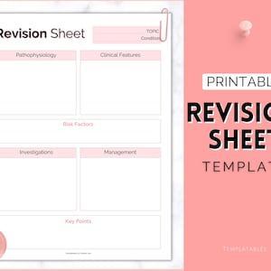Nursing Revision Sheets, Medical School, Medicine & Nursing Students, Exam Revision Notes, Student Nurse, Revision Guide Templates