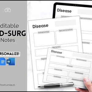 Med Surg Disease Template, EDITABLE Nursing Patho, Pathophysiology, Nurse Study Guide, Nursing School Student, Brain Sheet, Disease Overview