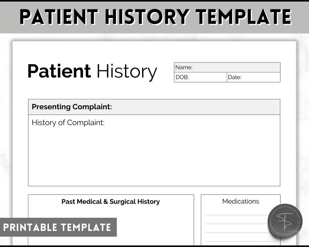 Printable Patient History Sheet Medical History Patient Etsy Printable Patient History Sheet Medical History Patient Etsy