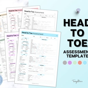 Nurse head to toe Assessment Sheet, Head-to-toe Assessment Guide,  Nursing Study Guide, Nurse Report, Nursing Student Notes, Nclex Care Plan