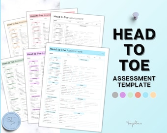 Nurse head to toe Assessment Sheet, Head-to-toe Assessment Guide,  Nursing Study Guide, Nurse Report, Nursing Student Notes, Nclex Care Plan