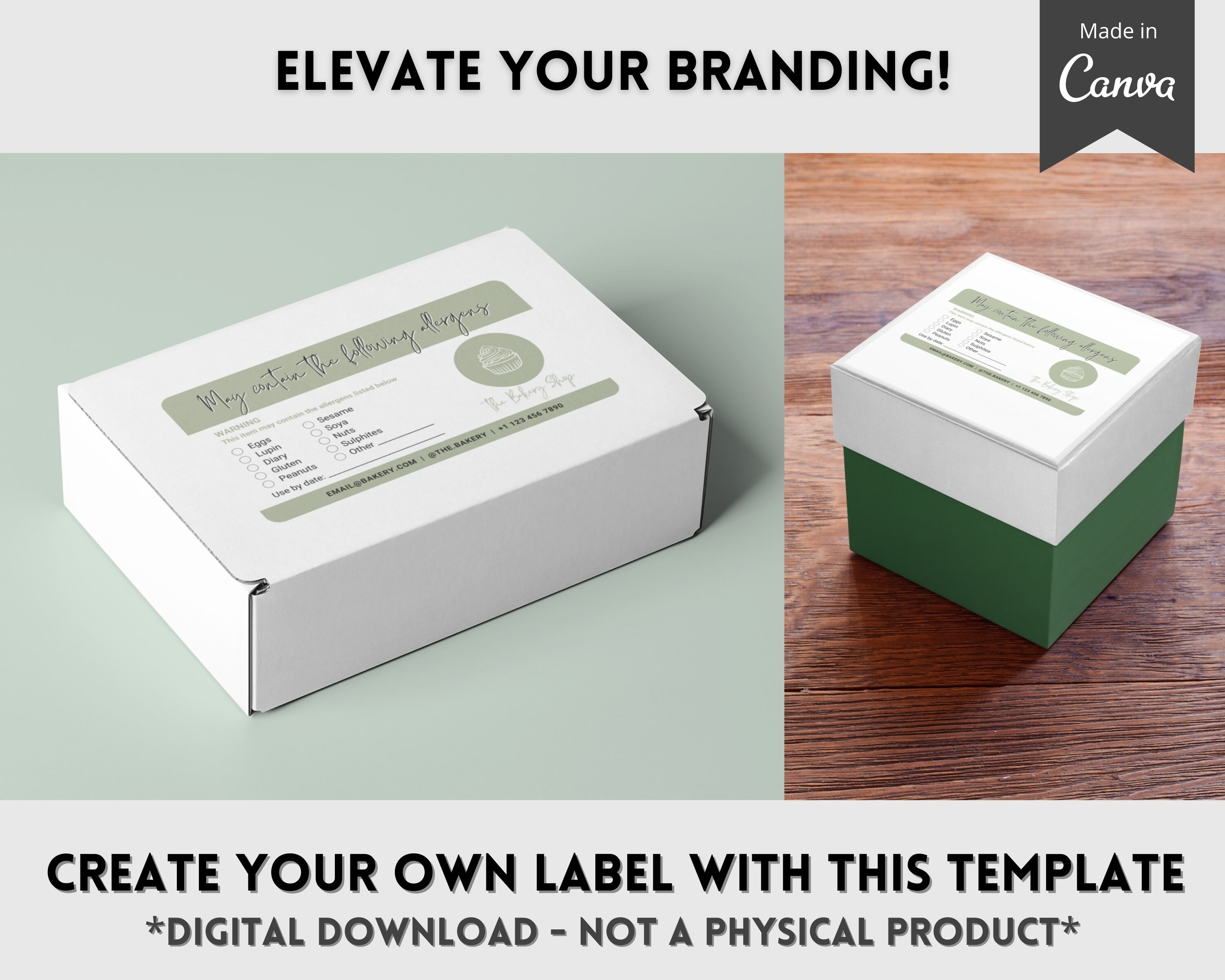 Allergen Label Template Editable Allergy Label Allergy - Etsy