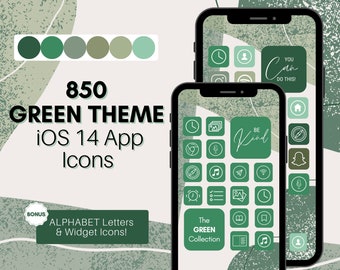 Green Theme iOS 14 App Icons, 850 Neutral Aesthetic iPhone App Icons,  Home Screen Icon & Widget, App Icon Covers, App Pack, Tropical Nature