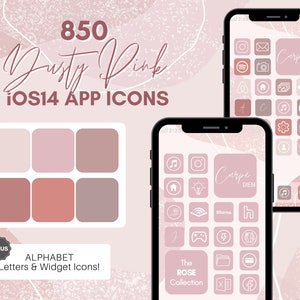 App Icons, SOFT PINK iOS 14 App Icon Bundle! Dusty Rose, 850 Homescreen iOS 14 Icons, iPhone Aesthetic, Widget + Wallpaper, iOS Icon Covers