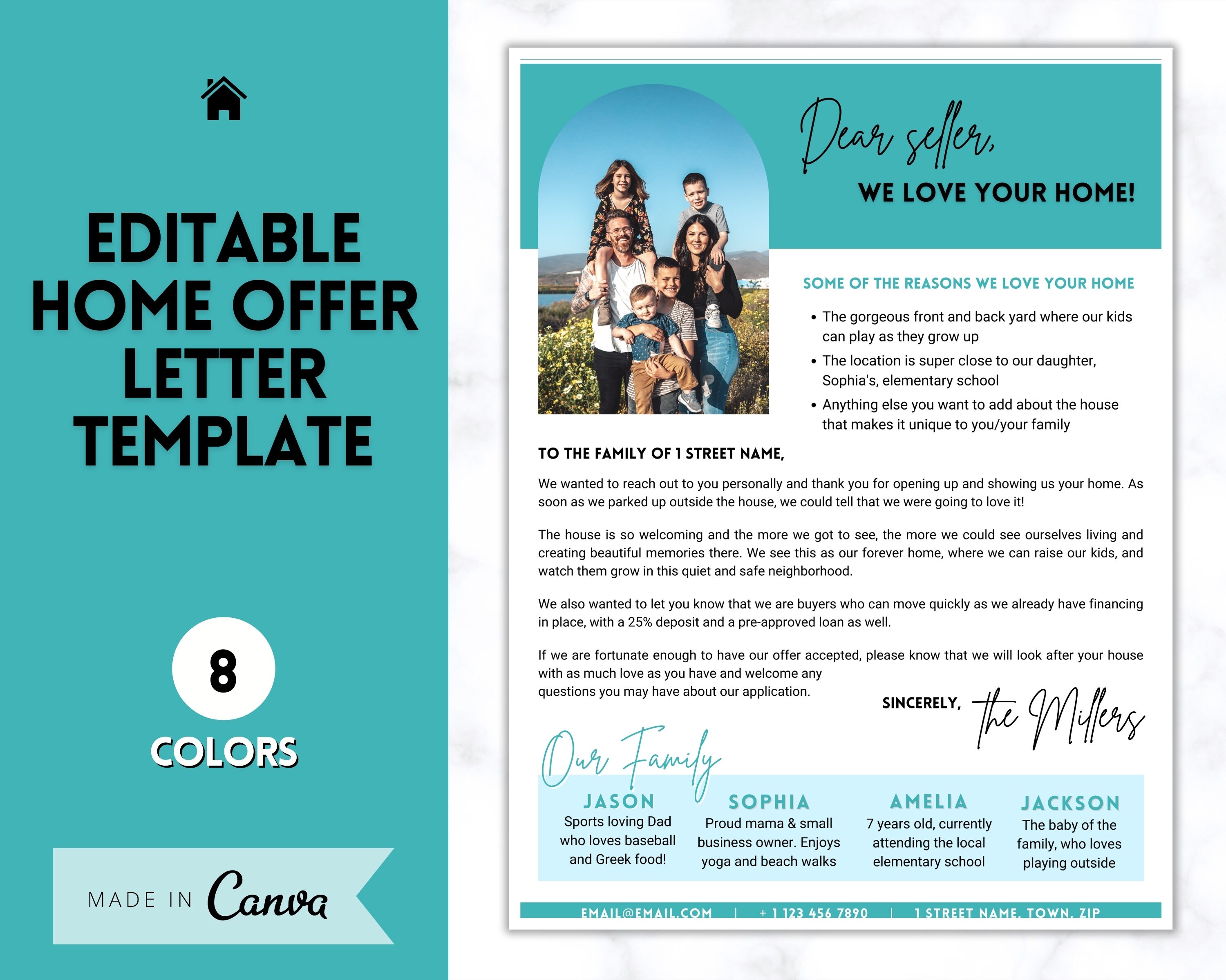 EDITABLE Home Offer Letter Template Letter to Seller Buyer Etsy