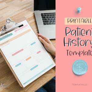 Printable Patient History Sheet, Medical History Patient Report Sheet, Nursing School, Medical Student, Assessment Template, US Letter