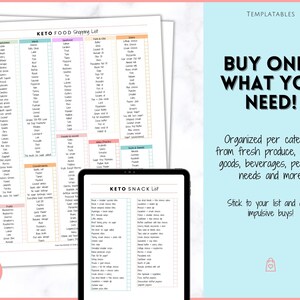 EDITABLE Keto Food List, Keto Snack List, Low carb, Digital Grocery List, Master Grocery List Printable, Shopping List, Meal Planner Journal image 4