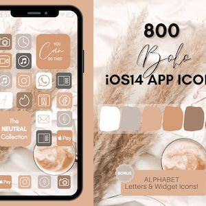 Boho Fall Theme iOS 14 App Icons, 800 Boho Aesthetic iPhone App Icons, Home Screen Icon & Widget, App Icons, App Icon Covers, App Pack