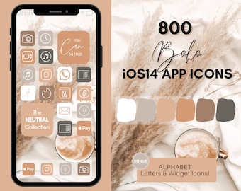 Boho Fall Theme iOS 14 App Icons, 800 Boho Aesthetic iPhone App Icons,  Home Screen Icon & Widget, App Icons, App Icon Covers, App Pack