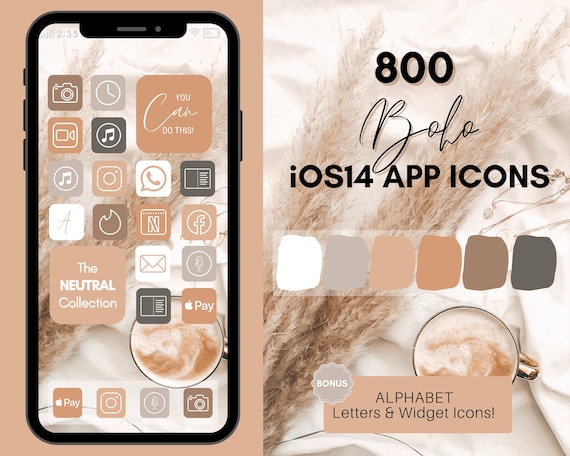 Boho Fall Theme Ios 14 App Icons, 800 Boho Aesthetic iPhone App Icons, Home  Screen Icon & Widget, App Icons, App Icon Covers, App Pack -  Canada