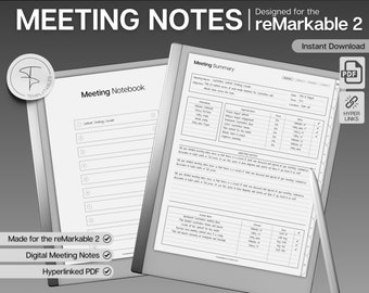 Plantillas de actas de reuniones para reMarkable 2 / Agenda de reuniones, Plantilla para tomar notas de reuniones, Planificador de proyectos, Lista de tareas, Productividad