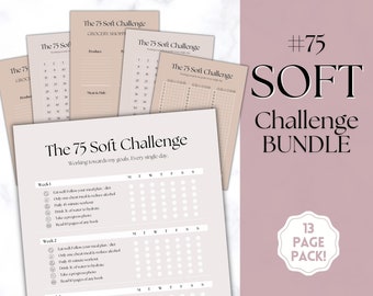 EDITABLE 75 SOFT Challenge Tracker, 75soft Printable, #75Soft, Easier 75 Hard, Easy , 75 Medium, Meal Planner, Fitness & Health Planner